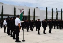 Rinden protesta de bandera policías recién integrados a la Guardia Estatal